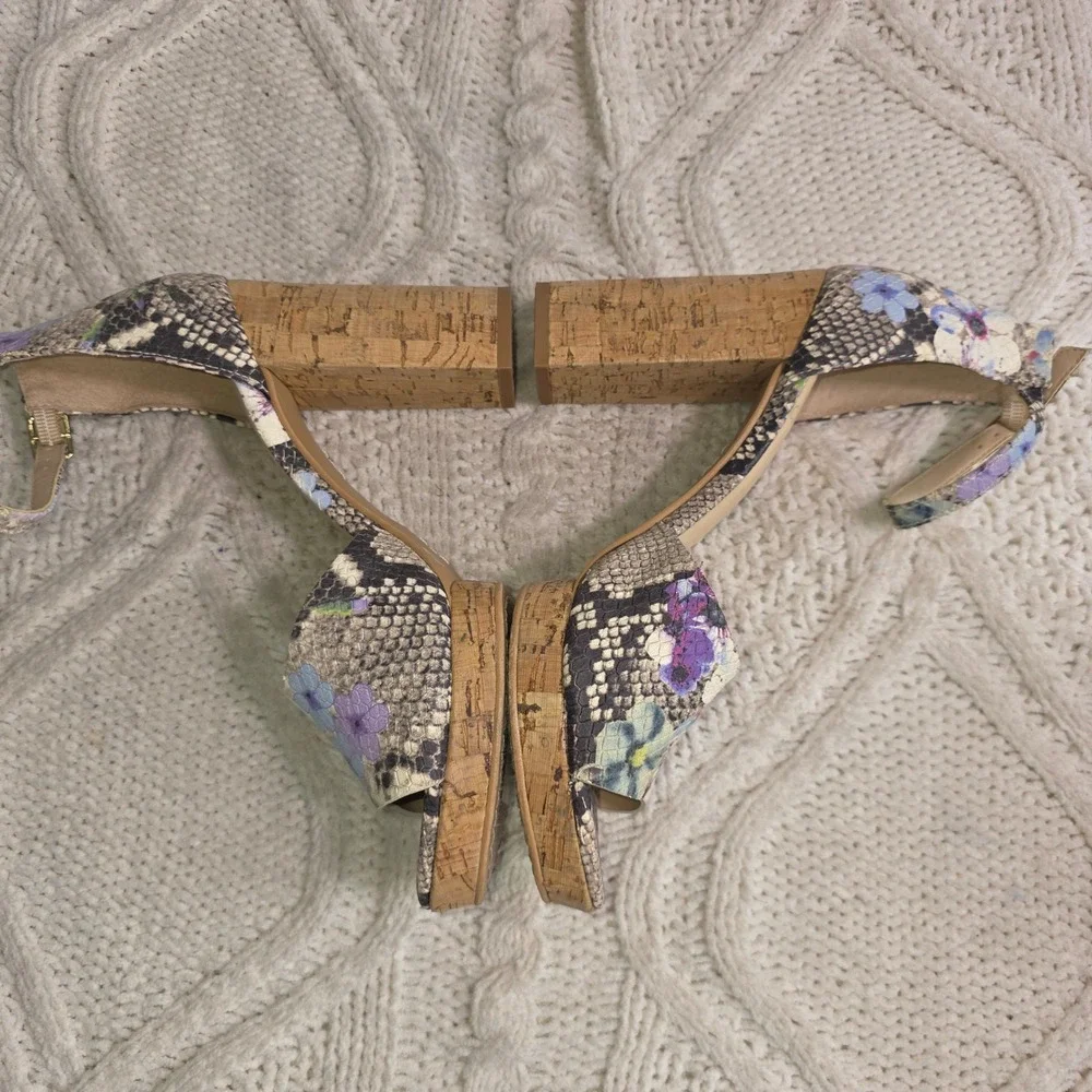 Vince Camuto Floral Snakeskin Platform Sandals‎ Multicolor Women 8.5 Excellent